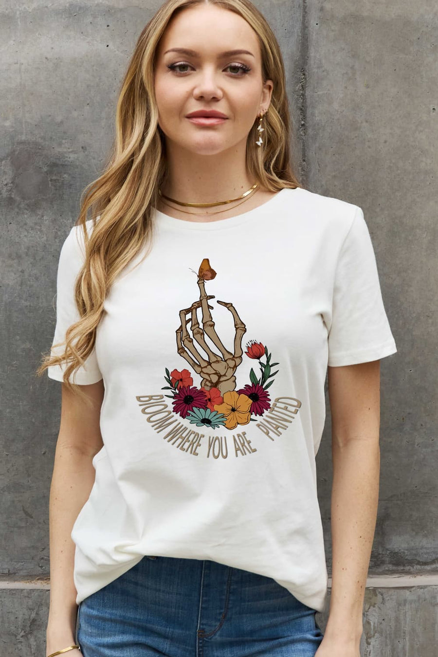 Simply Love Full Size BLOOM WHERE YOU ARE PLANTED Graphic Cotton Tee