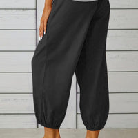 Decorative Button Cropped Pants