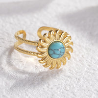 Turquoise Stainless Steel Open Ring