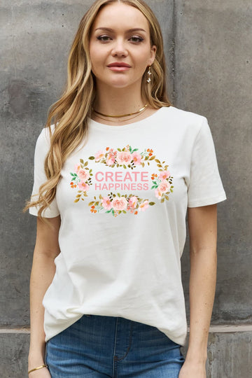 Simply Love Full Size CREATE HAPPINESS Graphic Cotton Tee Algernon