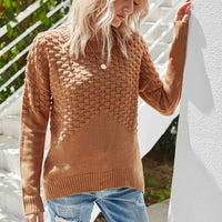 Pom-Pom Drop Shoulder Ribbed Trim Sweater