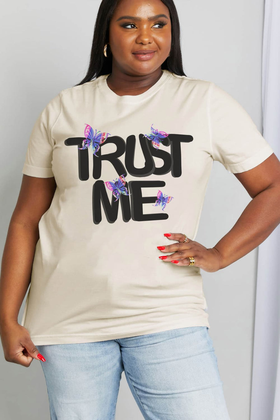 Simply Love Full Size TRUST ME Graphic Cotton Tee