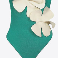 Flower Contrast One-Piece Swimsuit