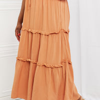 Zenana Summer Days Full Size Ruffled Maxi Skirt in Butter Orange