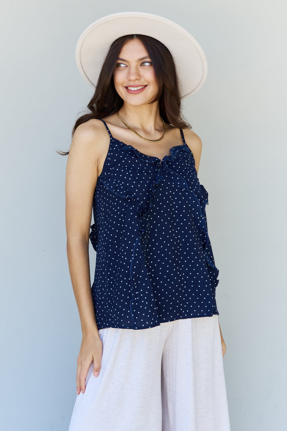 ODDI Full Size Tiny Heart Printed Cami Top