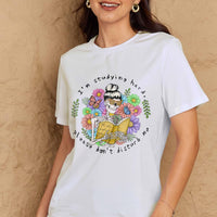 Simply Love Full Size Reading Skeleton Graphic Cotton Tee