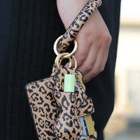 PU Wristlet Keychain with Card Holder