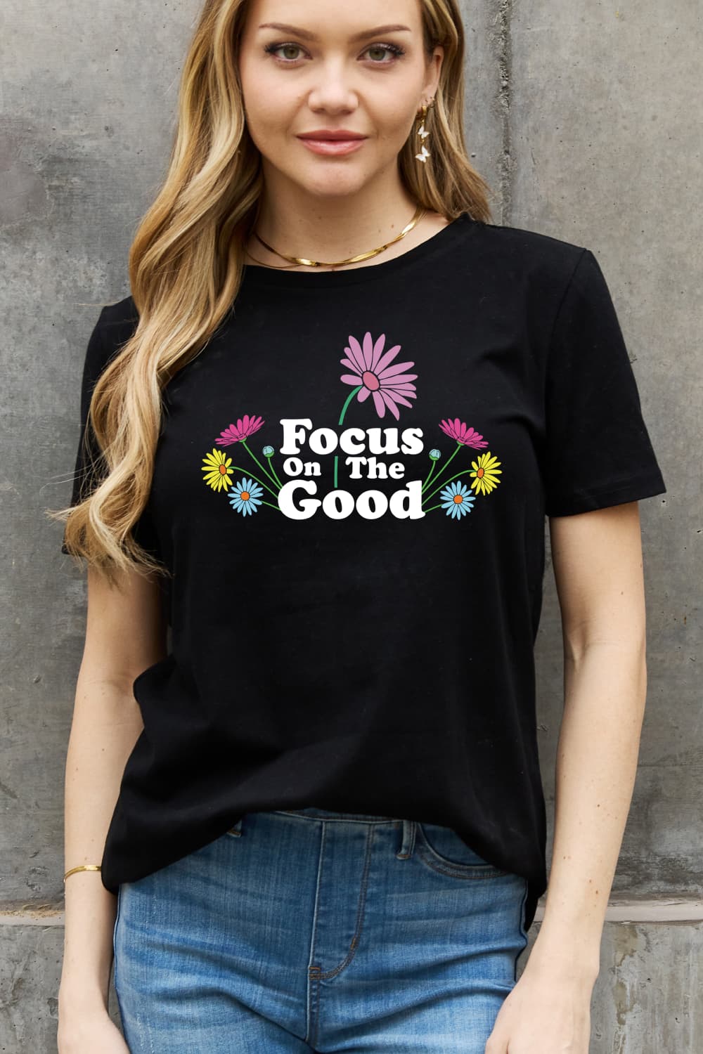 Simply Love Full Size FOCUS ON THE GOOD Graphic Cotton Tee