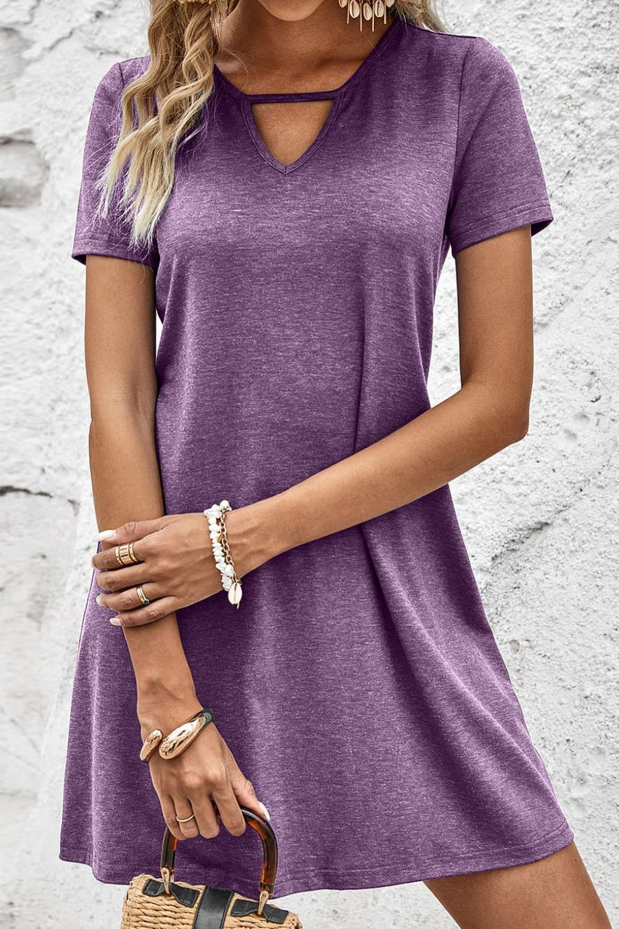 Short Sleeve V-Neck Mini Dress