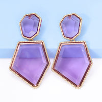 Geometrical Shape Zinc Alloy Frame Resin Dangle Earrings