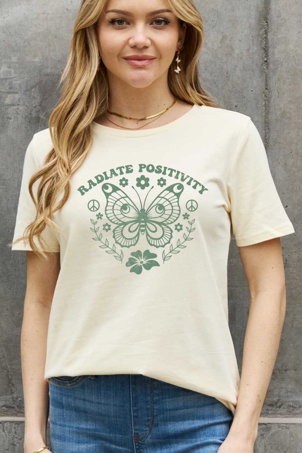 Simply Love Full Size RADIATE POSITIVITY Graphic Cotton Tee