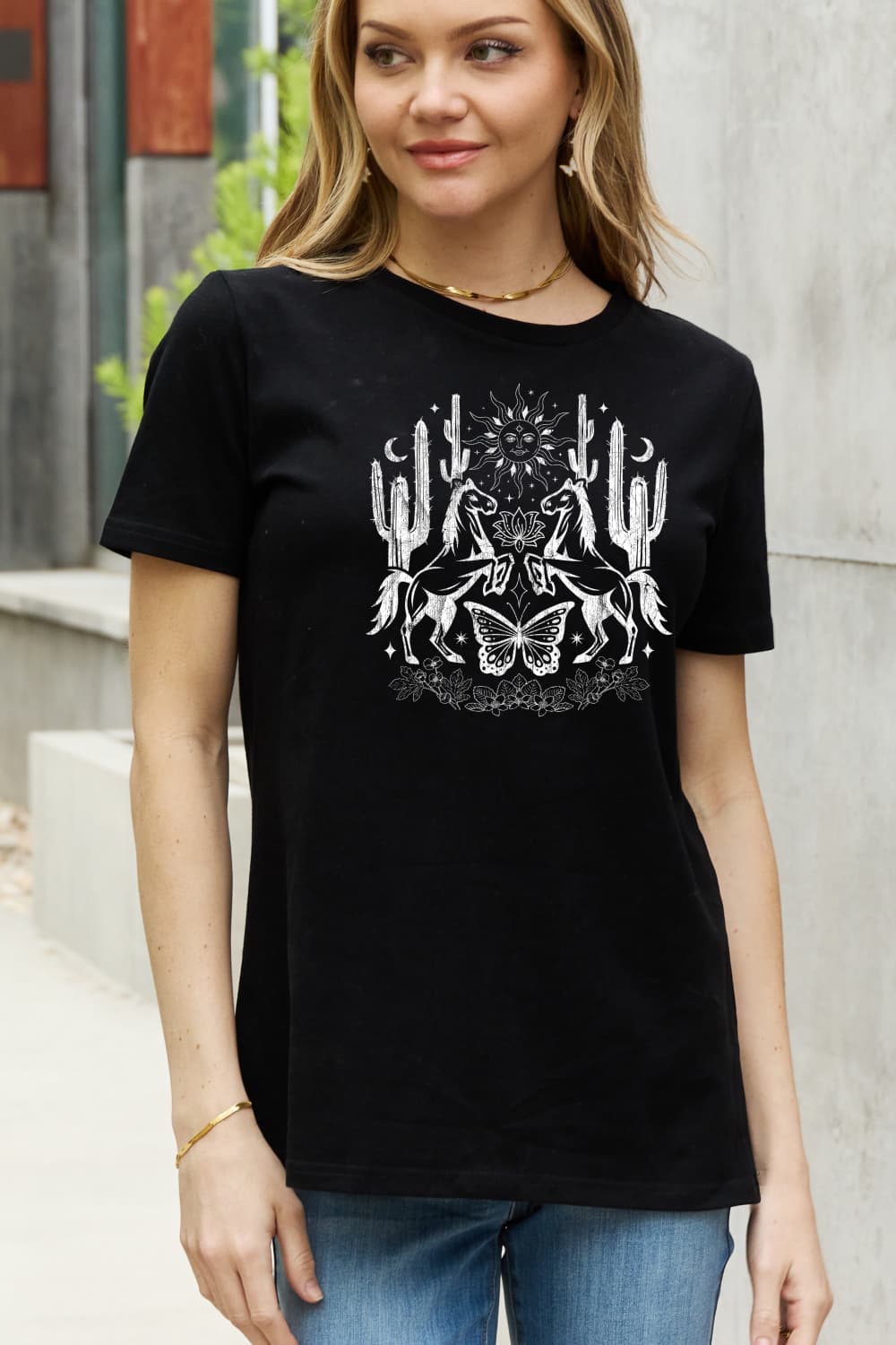 Simply Love Full Size Cactus & Horse Graphic Cotton Tee