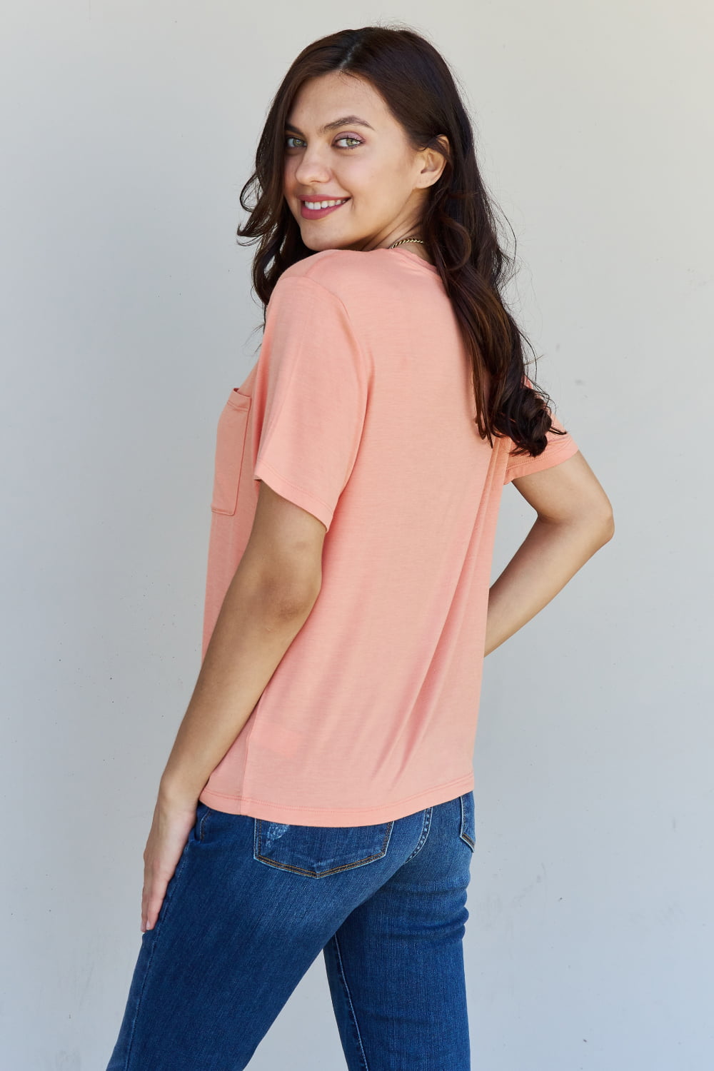 HYFVE Keep It Simple Oversized Pocket Tee in Burnt Coral