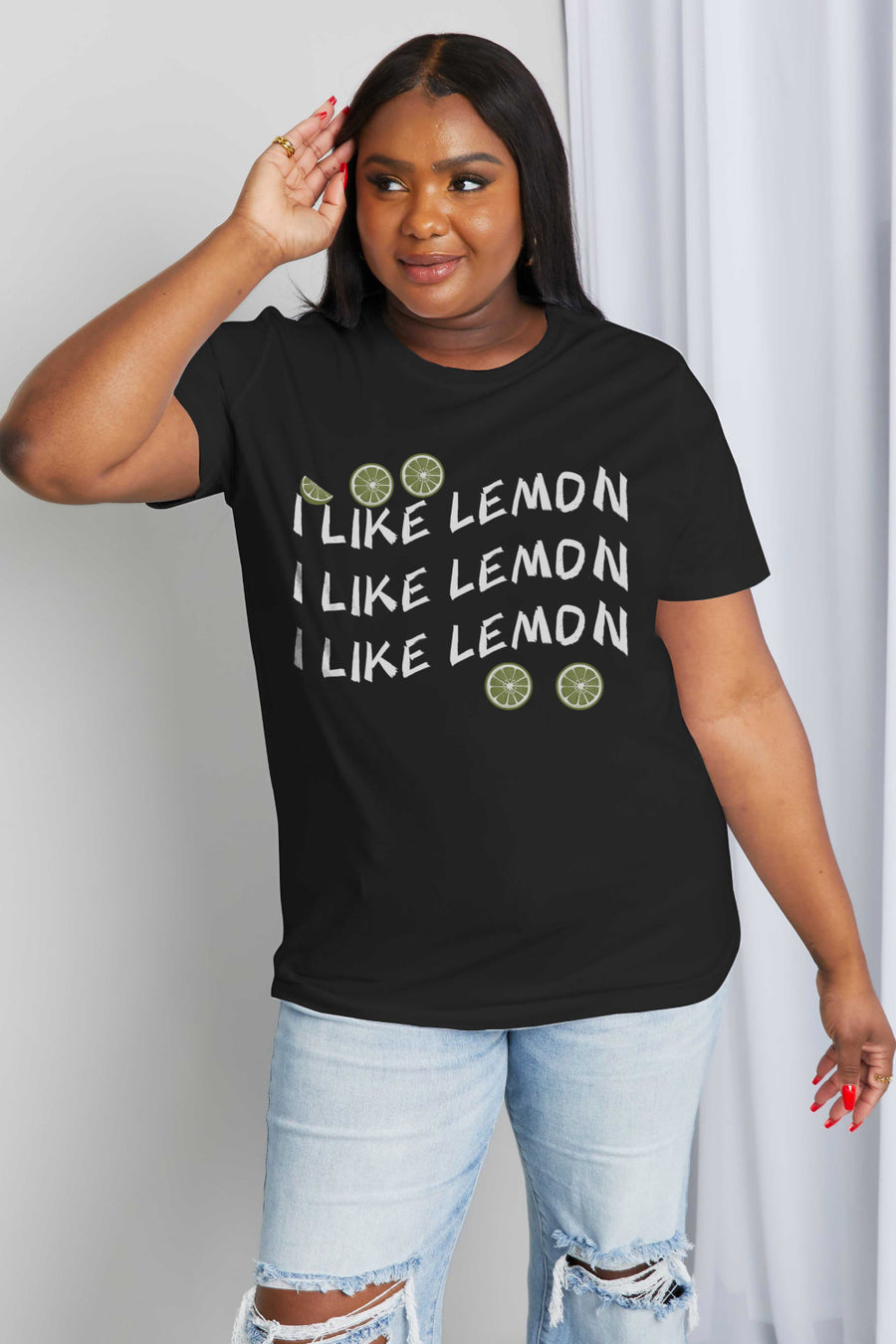 Simply Love Full Size I LIKE LEMON Graphic Cotton Tee