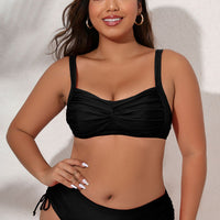 Plus Size Twist Front Tied Bikini Set