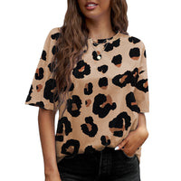 Animal Print Dropped Shoulder Round Neck T-Shirt