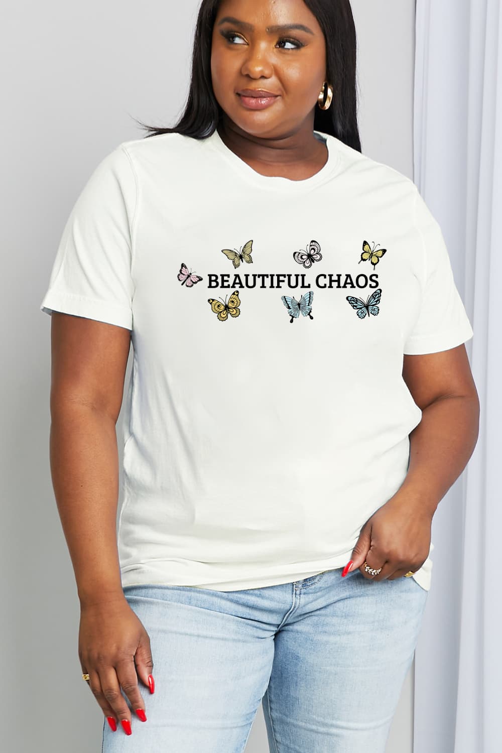 Simply Love Full Size BEAUTIFUL CHAOS Graphic Cotton Tee