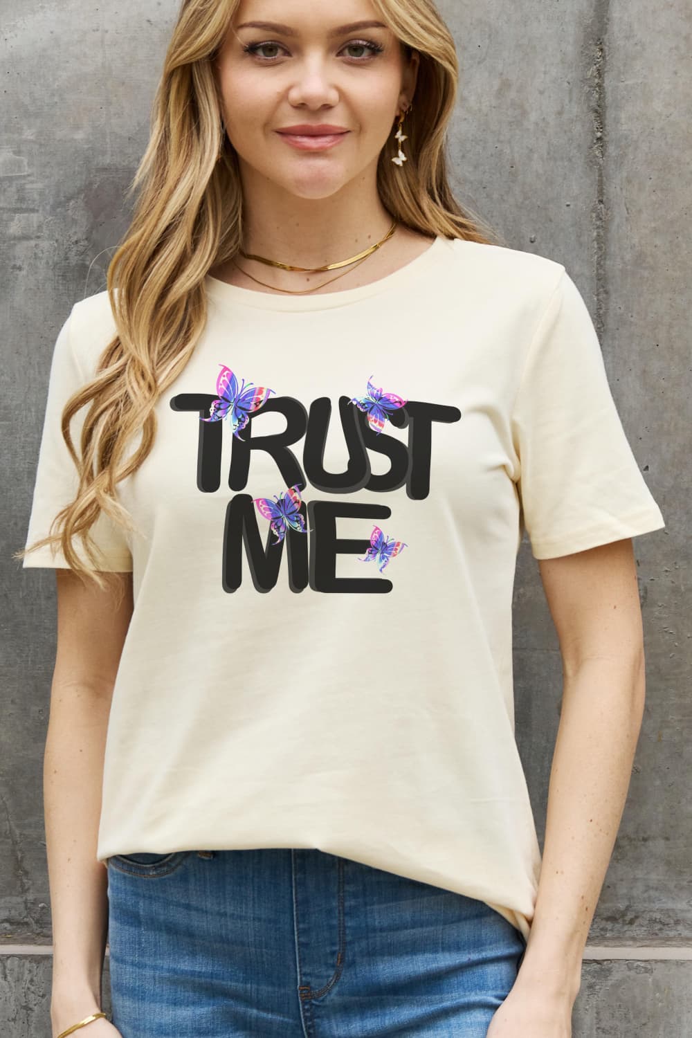 Simply Love Full Size TRUST ME Graphic Cotton Tee