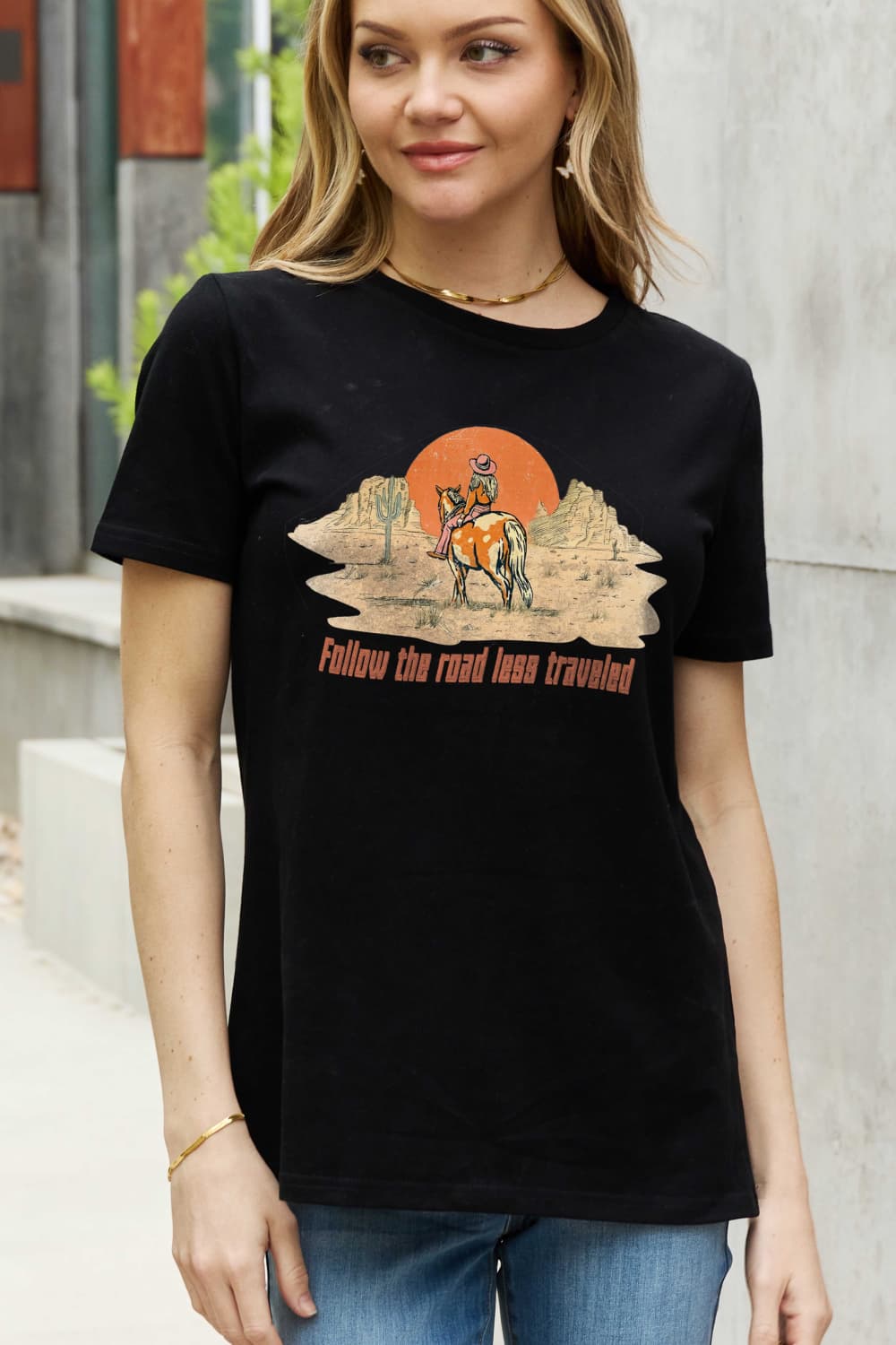 Simply Love Full Size FOLLOW THE ROAD LESS TRAVELED Graphic Cotton Tee