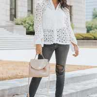 Button-Up Lace Collared Shirt