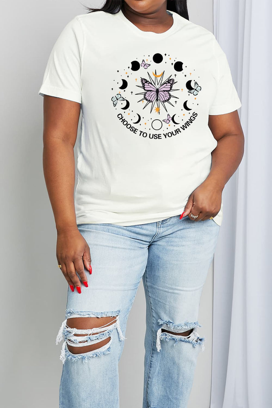 Simply Love Full Size CHOOSE TO USE YOUR WINGS Graphic Cotton Tee