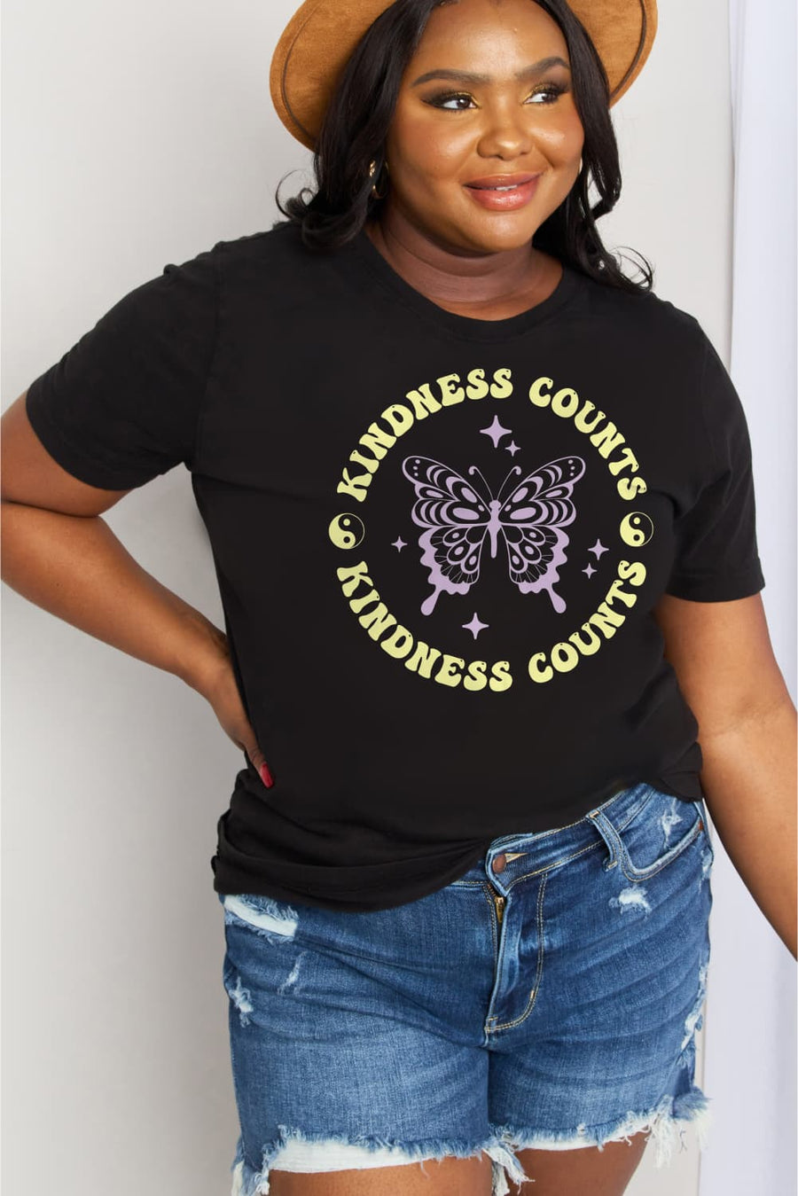 Simply Love Full Size KINDNESS COUNTS Butterfly Graphic Cotton Tee