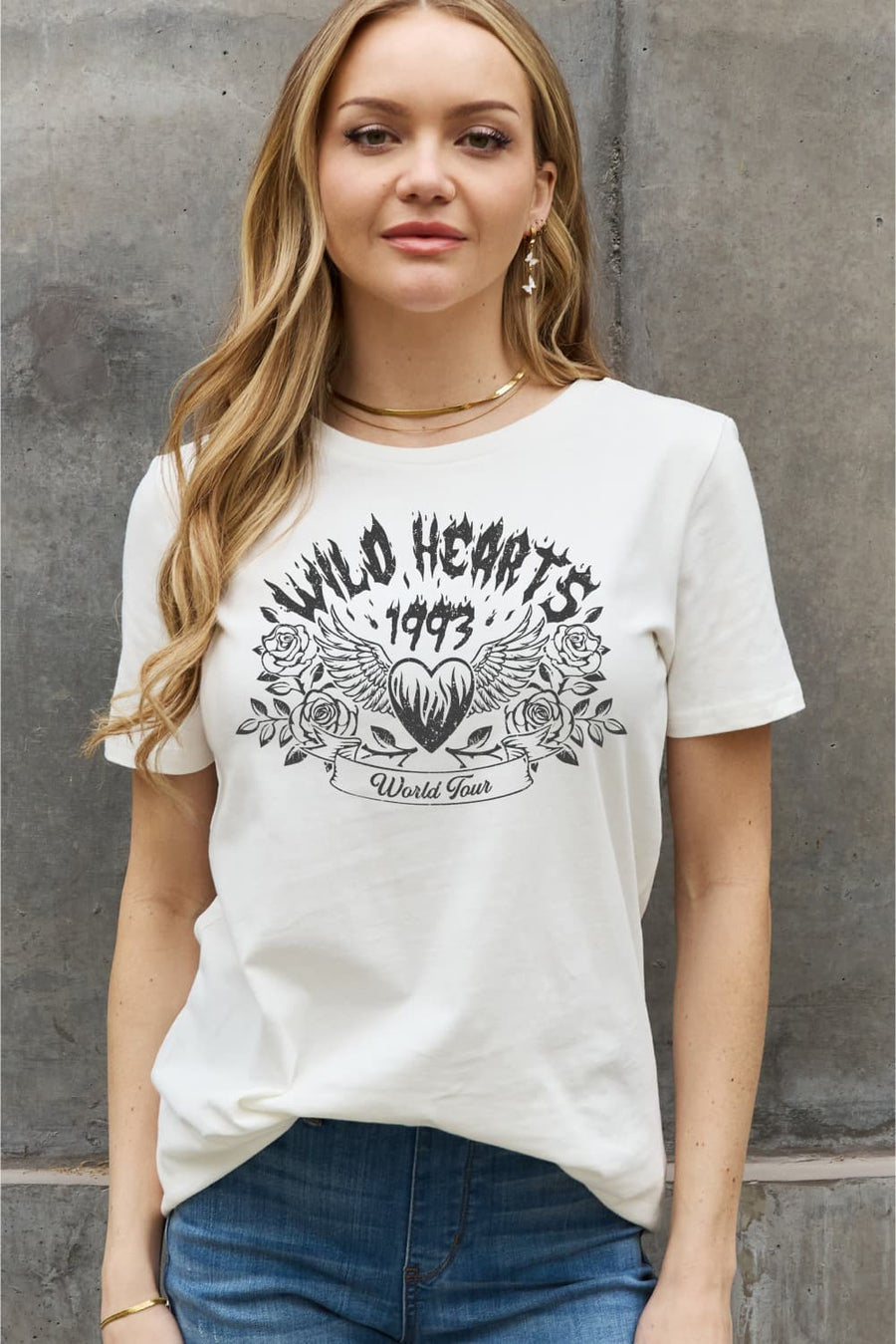 Simply Love Full Size WILD HEARTS 1993 WORLD TOUR Graphic Cotton Tee