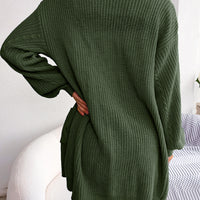 Cable-Knit Open Front Pocketed Cardigan