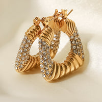 18K Gold Plated Inlaid Cubic Zirconia Earrings