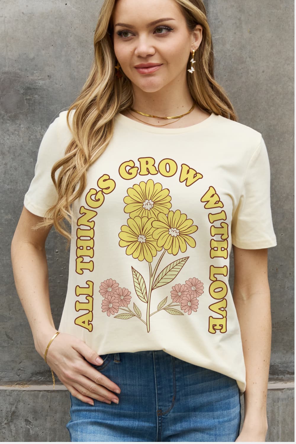 Simply Love Full Size ALL THINGS GROW WITH LOVE Graphic Cotton Tee