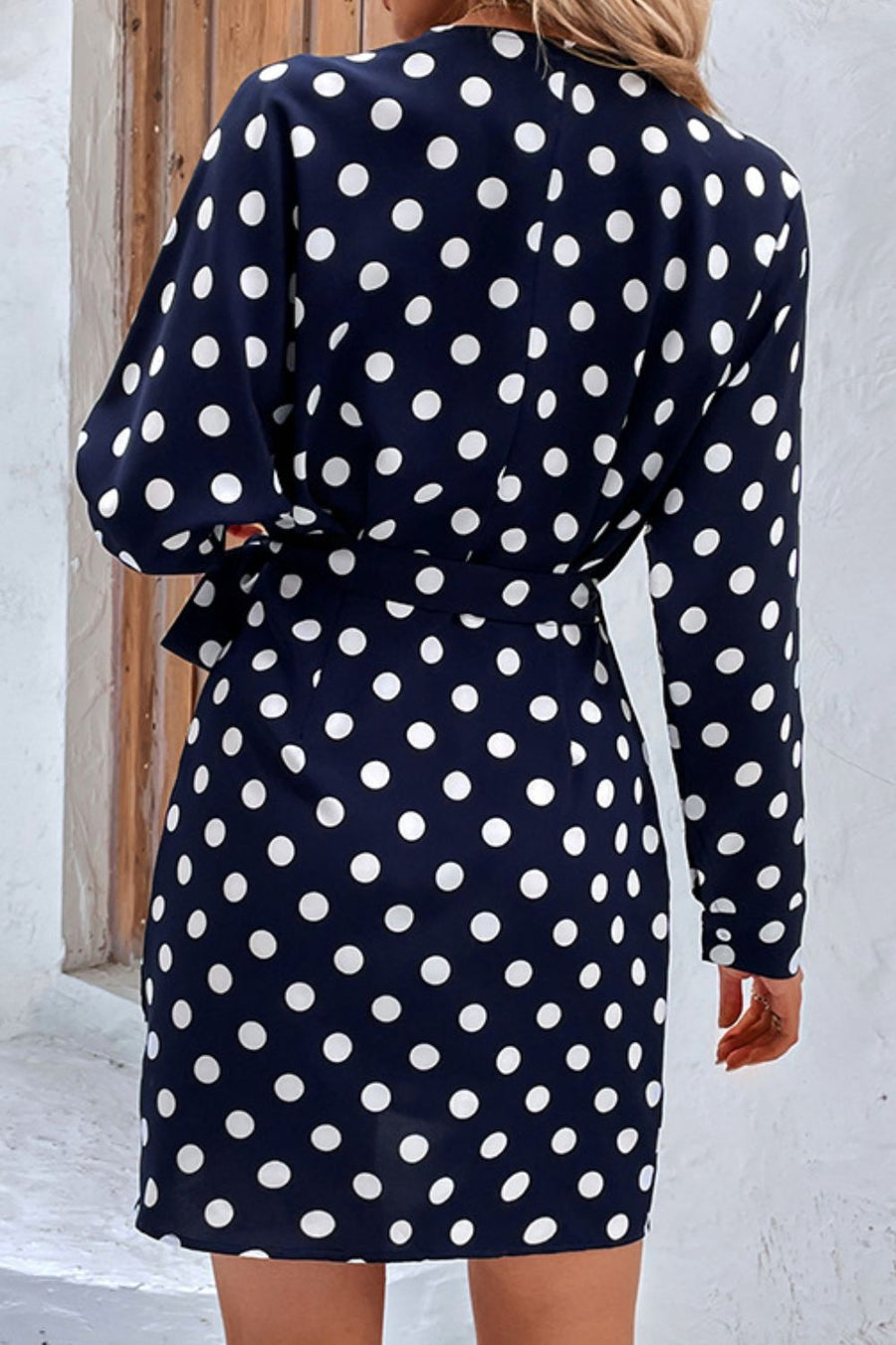 Polka Dot Tied Surplice Wrap Dress