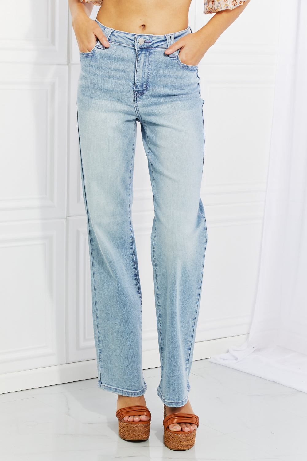 Judy Blue Harper Full Size High Waist Wide Leg Jeans