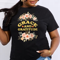 Simply Love Simply Love Full Size GRACE AND GRATITUDE Graphic Cotton Tee