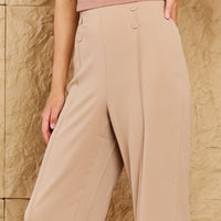 HYFVE Pretty Pleased High Waist Pintuck Straight Leg Pants in Camel