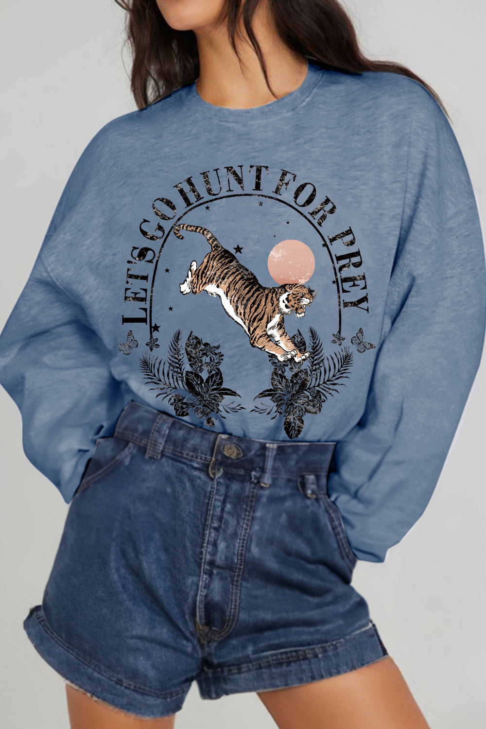 Simply Love Full Size LET'S GO HUNT FOR PREY Graphic Sweatshirt