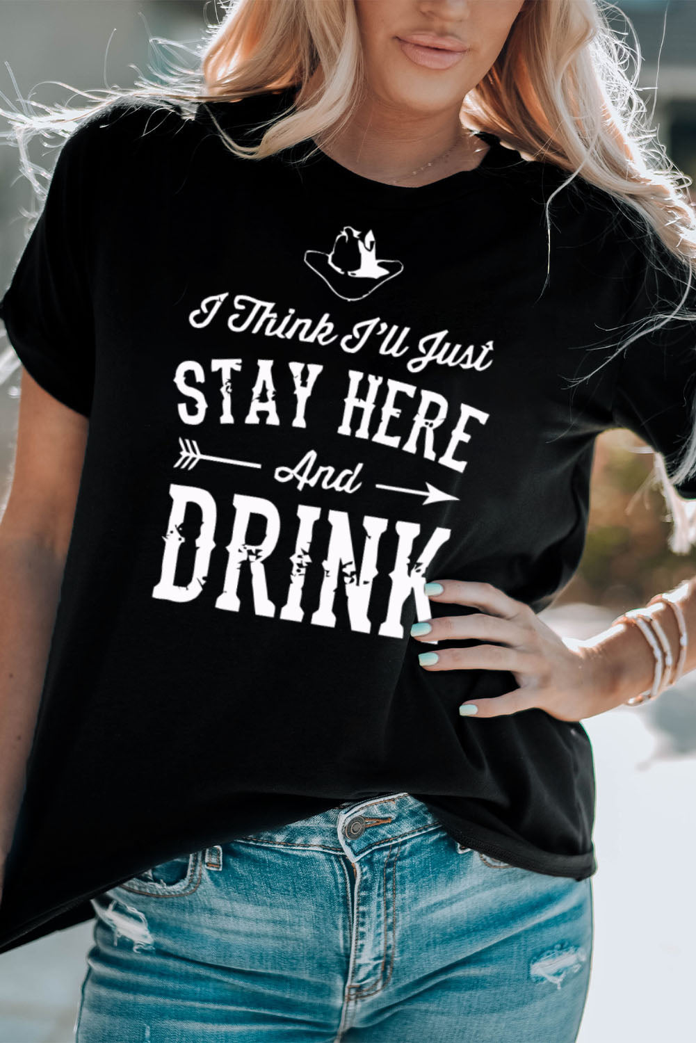 Slogan Graphic Cuffed T-Shirt