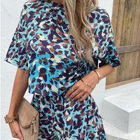 Printed Round Neck Half Sleeve Top and Shorts Set