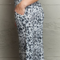 Ninexis Leopard High Waist Flowy Wide Leg Pants with Pockets