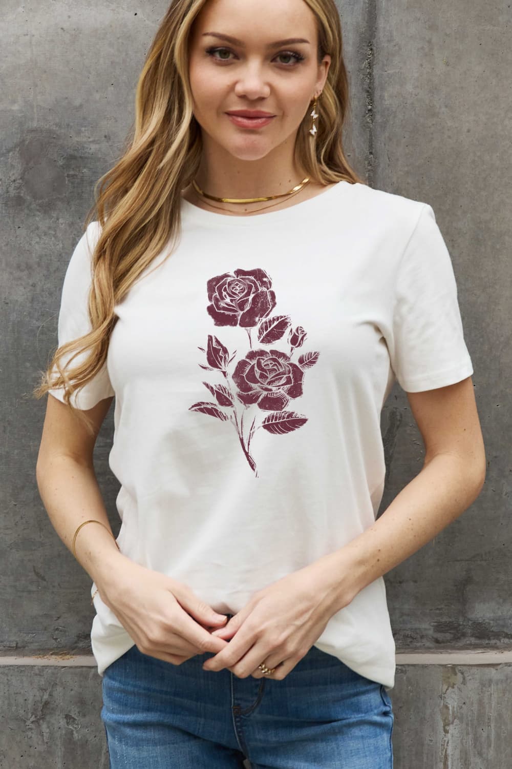 Simply Love Full Size Rose Graphic Cotton Tee