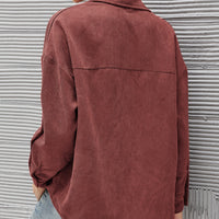 Button Front Drop Shoulder Corduroy Shirt