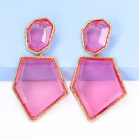 Geometrical Shape Zinc Alloy Frame Resin Dangle Earrings