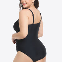 Plus Size Sleeveless Plunge One-Piece Swimsuit