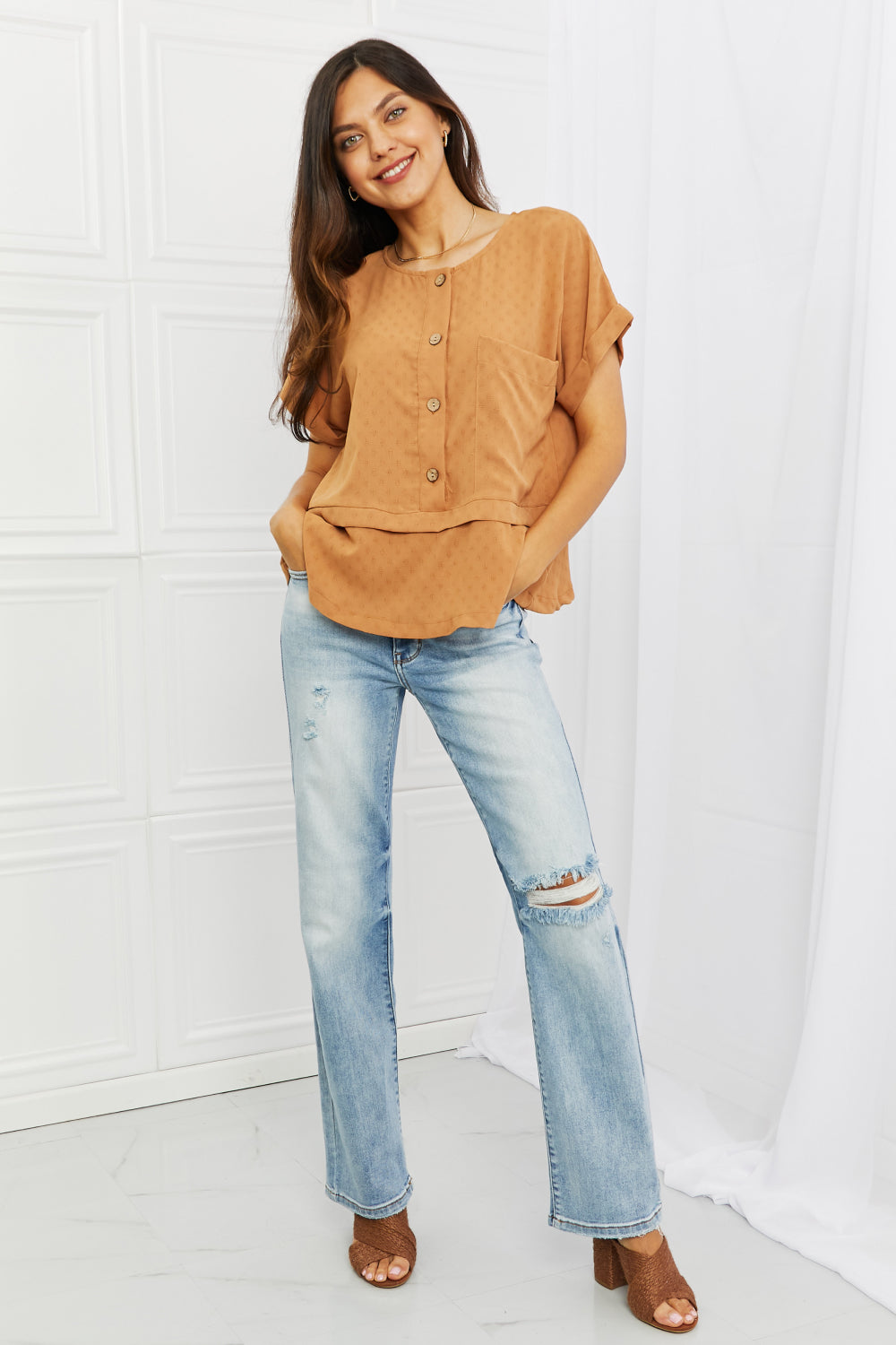 HEYSON Minimalist Button Down Top