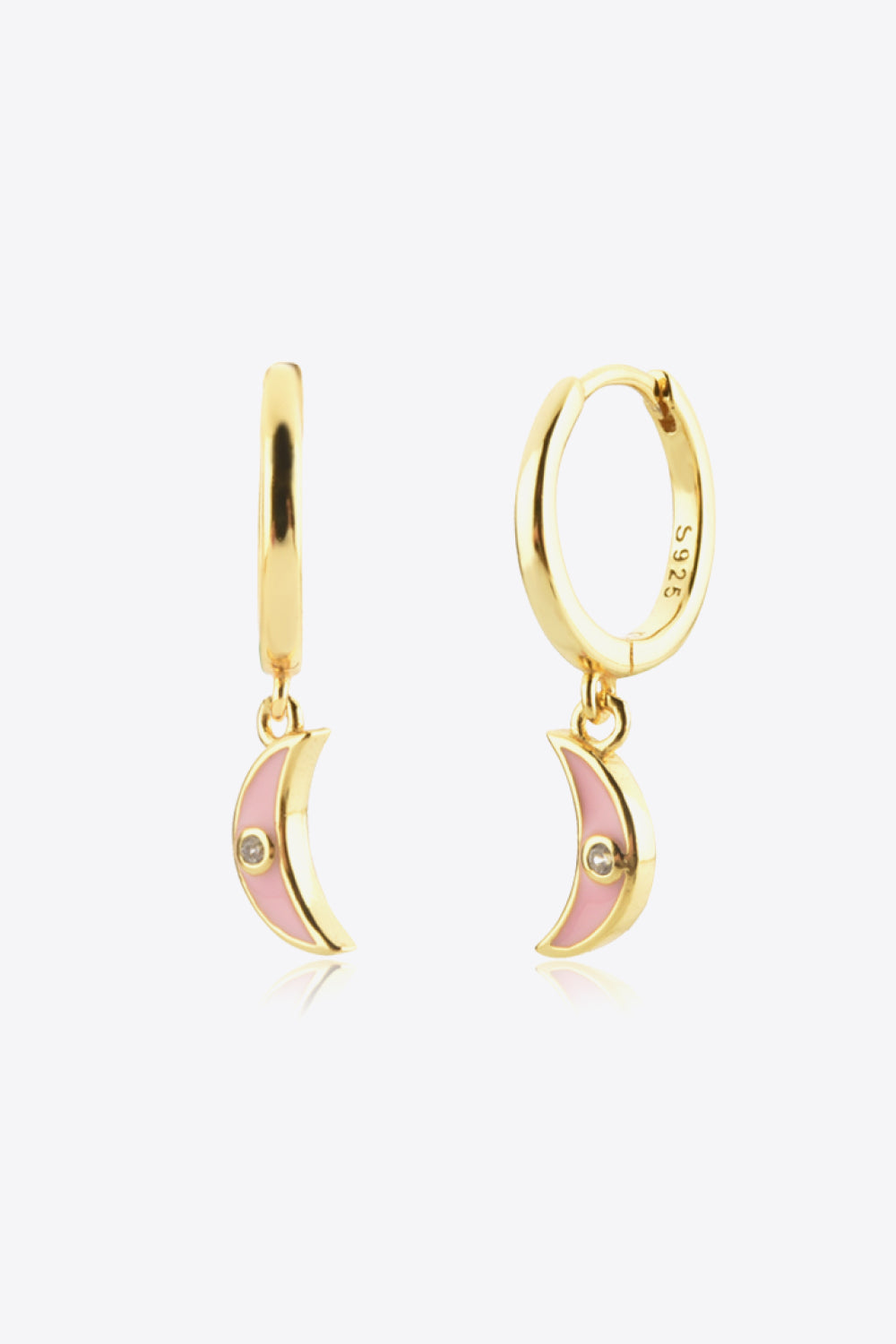 Zircon Moon Drop Huggie Earrings