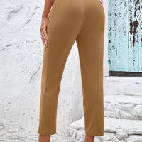 Straight Leg Cropped Pants with Pockets