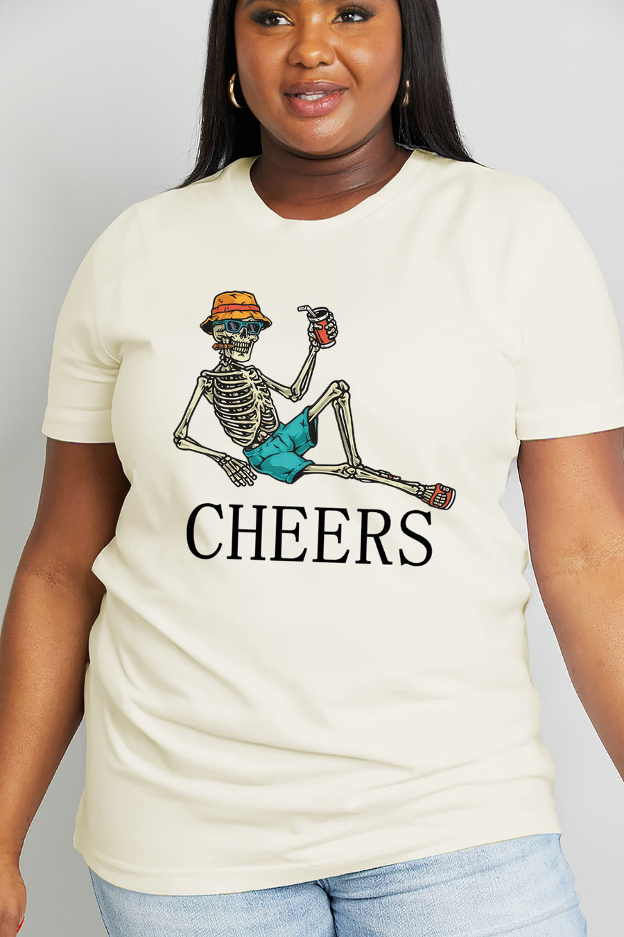 Simply Love Full Size CHEERS Graphic Cotton Tee