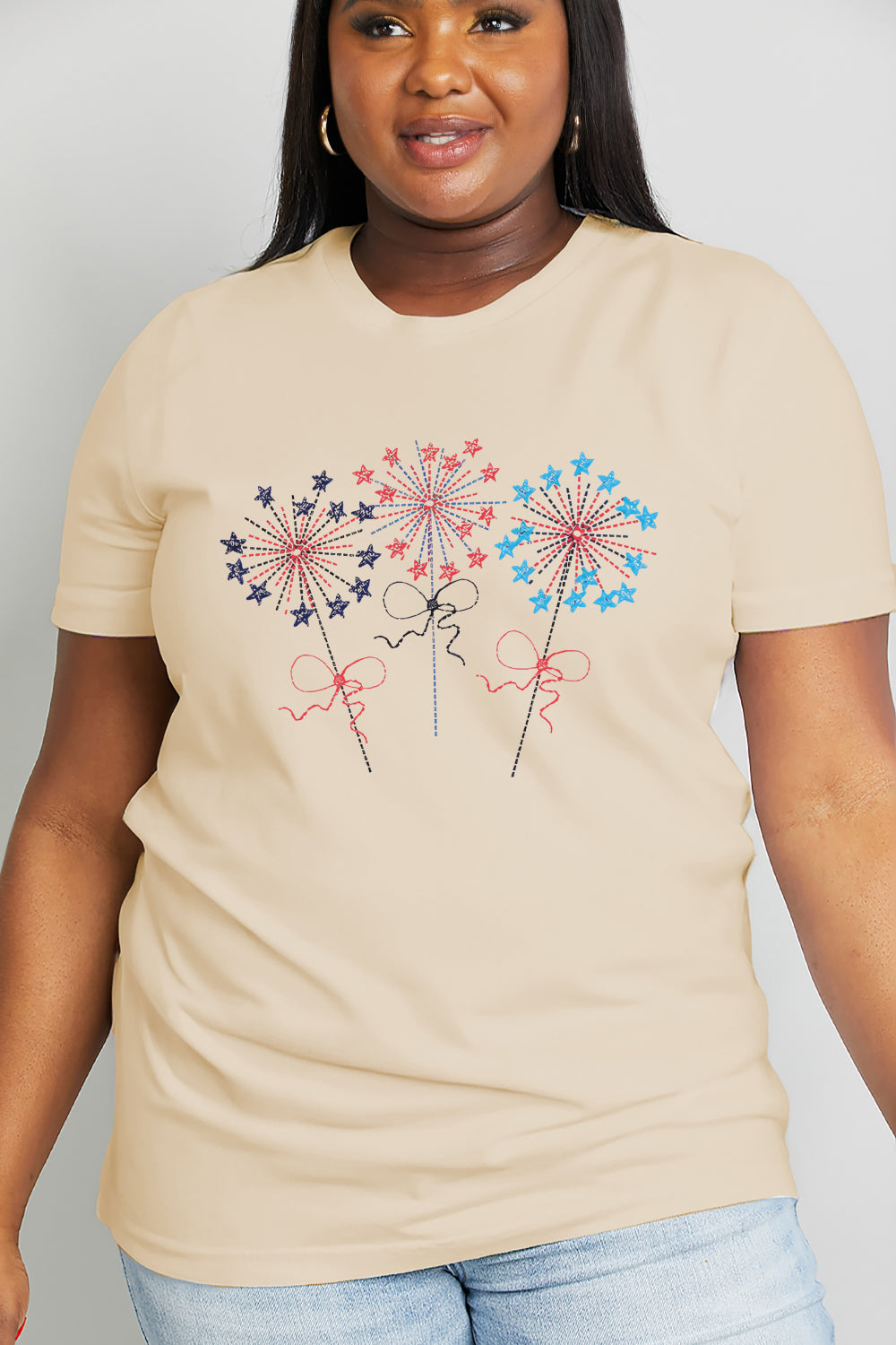 Simply Love Full Size Fireworks Graphic Cotton Tee