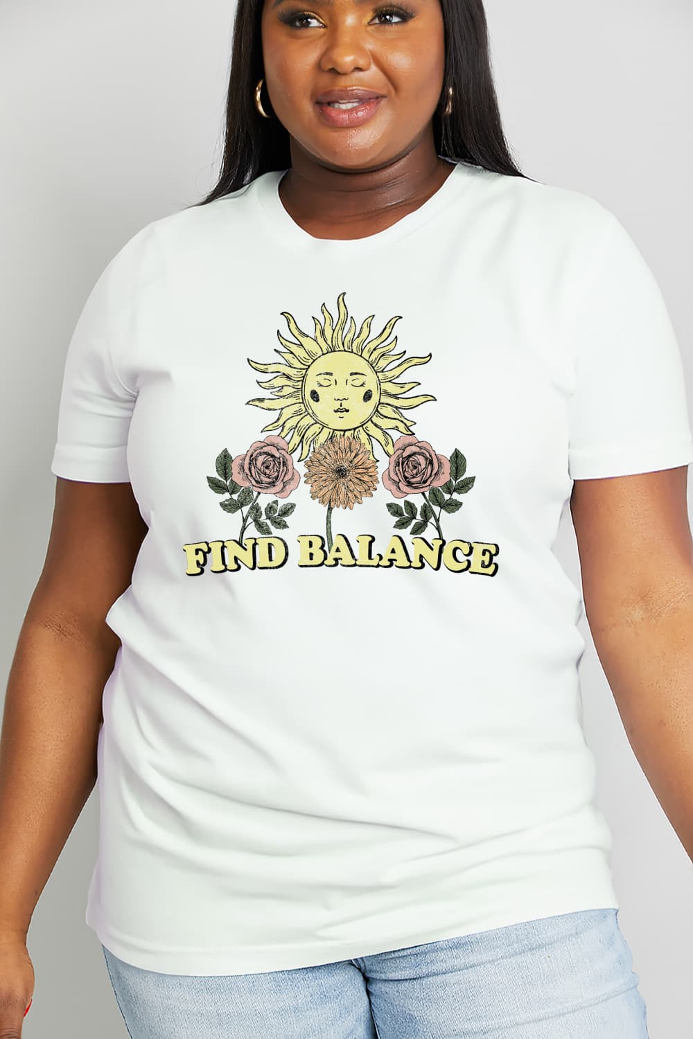 Simply Love Full Size FIND BALANCE Graphic Cotton Tee