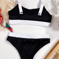 Color Block Scoop Neck Bikini Set