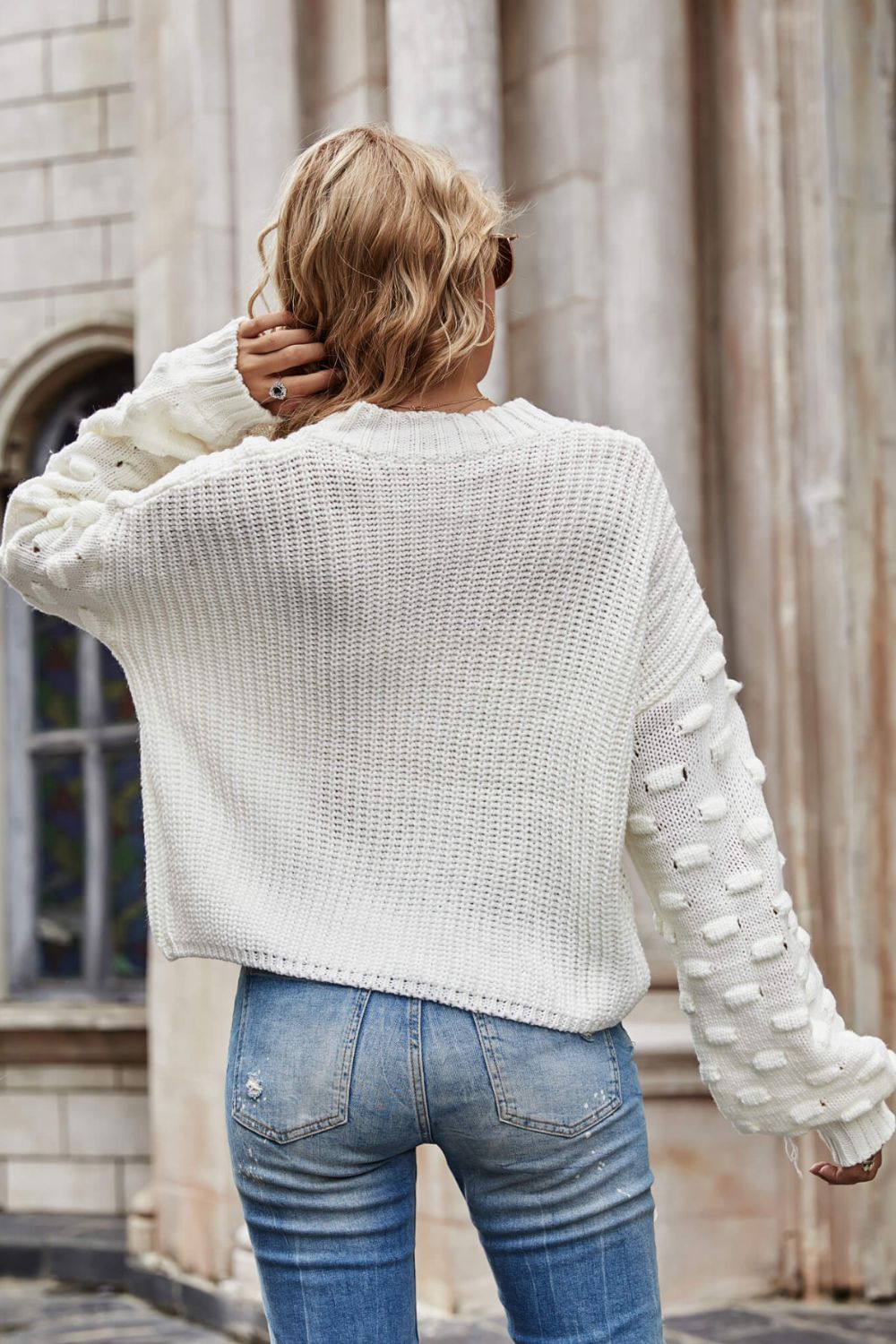 Weekend Style Rib-Knit Dropped Shoulder Sweater